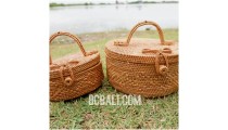 cosmetic circle design large bags ata grass handwoven bali style